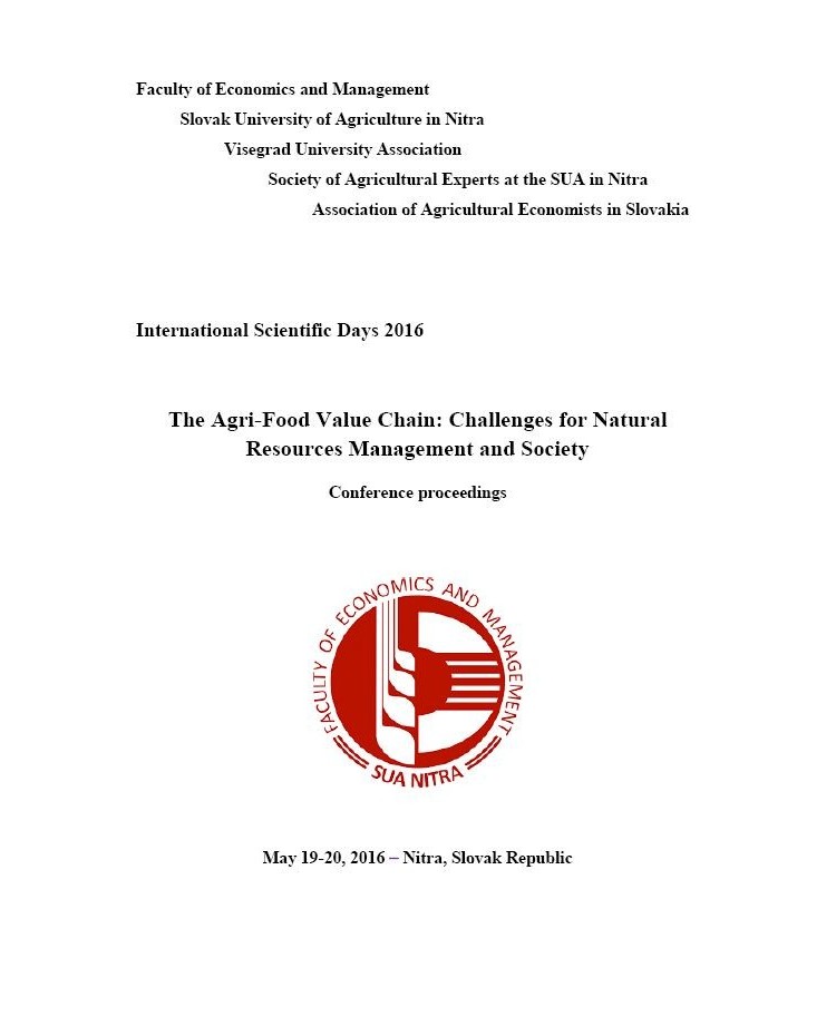 International Scientific Days 2016 - The Agri-Food Value Chain: Challenges for Natural Resources Management and Society